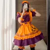 Urban Sexy Dresses S 4XL 5XL Plus Size Halloween Maid Cosplay Costumes Pumpkin Suit Womens Roll Spela Japanese Lolita Female Dress 230829