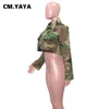 女性SジャケットCM Yaya Streetwear女性迷彩長袖のミニトレンチインファッション秋冬230829