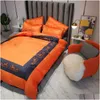 寝具セットオレンジデザイナーveet duvet er queen size bed comforters set 4 pcs枕ケースドロップデリバリーホームガーデンテキスタイルsuppliedhxt8