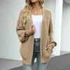 Kvinnors stickor Grundstil Tröja CHIC CHIC Mid-Length Lantern Sleeve Cardigan Sweaters for Women Streetwear Autumn Winter Seasons