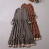 Grundläggande casual klänningar japanska mori tjej konsttryck klänning ganska bomullslinne våren kvinnor blommig klänning lös långärmad klänning midi klänning 230829