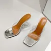 Tofflor Fashion Clear Heels Female Mules Slides Summer Transparent Sandaler Women Open Toe Orange Red Pvc Jelly Shoes Storlek 35-42