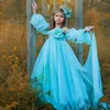 Flicka klänningar ljus himmel blå blomma 2023 blommor barn födelsedagstävling klänningar för poshoot tyll första nattvardsgåva