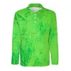 Polos para Hombre Camisas Polo con Estampado De Musgo Verde Otoño Arte Abstracto Camisa Informal Manga Larga Cuello Vuelto Diseño De Estilo Callejero Camisetas De Gran Tamaño