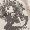 Męskie bluzy bluzy prawdziwe zdjęcie portret Graffiti Print Saint Michael Blobel myj do stare niszczenie luźne luźne załogi pullover swobodne mężczyźni bluza J230829