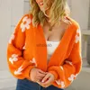 2023 Autumn Floral Printed Sticked Cardigan Women Sweet Winter Coat Casual Crop Sweaters Short Knitwear Pull Femme 28740 HKD230829