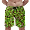 Calções masculinos abacate salada placa verão verde fruta impressão casual calças curtas masculino roupas esportivas design de secagem rápida troncos de natação