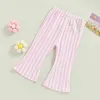 Trousers 2023-12-19 Lioraitiin Spring Kids Girls Casual Party Street Fall Striped Print Bell-Bottoms Long Pants Clothes