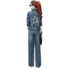 Pantaloni a due pezzi da donna abito di jeans Set femminile 2023 autunno donna Jeans donna professionale 2 Cowboy 4XL