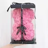 Decorative Flowers Wreaths DIY 25 cm Teddy Rose Bear With Box Artificial PE Flower Bear Rose Valentine's Day For Girlfriend Women Wife Mother's Day Gifts 230828