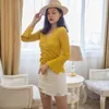 Women's Sweaters Fashion 2023 Women Autumn Ribbed Top V Neck Ruched Lace Up Flare Sleeve Slim Thin Chenille Sweater OS051