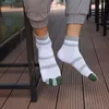 Men's Socks Breathable Soft Cotton Striped Five Toe Middle Tube Male Hosiery Crew Finger
