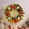 Dekoracyjne kwiaty świąteczne wiszące dekoracje ze świerkiem szyszki sosnowe wieńce kulkowe jagodowe ozdoby realistyczne światło do drzwi na ścianie