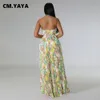 Combinaisons pour femmes Barboteuses CM.YAYA Femmes INS Fleur Bretelles Bowkot Plissée Jambe Large Combinaison Droite Vacances Plage Combishort Costume Barboteuse 230828