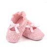 First Walkers 2023 Baby Lace Shoes Girls Baptism Born Walker Floral Crib Mary Jane Princess Soft Sole Bowknot Casual Flat Shoe