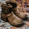 Buty Męskie skórzane vintage okrągłe palce klamry bokiem motocyklowego motocyklowego rozmiar