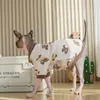 Cat Costumes Cats Clothing Sphynx Soft Cotton Kahki Coat Baseball Uniform Warm Cartoon Print Jacket For Kittens Devon Rex In Winter