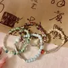 Charme Pulseiras Estilo Étnico Chinês Médio Antigo Colorido Cerâmica Pulseira Para Mulheres Estética Elegante Suave Acessórios Vintage