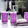 Bath Accessory Set 4Pcs Acrylic Bathroom Toothbrush Soap Dish Holder For Kitchen El Purple