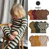 Trui kinder gebreide broek huiskleding set jongens en meisjes gestreepte trui met lange mouwen baby mabli 230828