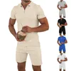 Chándales para hombres 2023 Trajes para hombre Pantalones cortos de manga corta de verano Conjunto de polo con cremallera de solapa