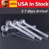 EN STOCK USA Tuyaux de brûleur à mazout en verre Tubes à fumer en verre épais de 4 pouces Transparent Pyrex clair Fumer TUYAU EN VERRE Accessoires de fumée EXPÉDITION RAPIDE