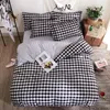 Bedding Sets Denisroom White Plaid Set Gray Bed Linens Duvet Cover Sheets And Pillowcases