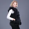 Womens Fur Faux real fur womens vest leather fashion luxury thick warm jacket solid color coat 230828