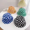 Wide Brim Hats Bucket Hats Doit Winter Baby Kids Bucket Hats Cotton Checkerboard plush Autumn Boy Girls Outdoor Infant Beach Fisherman Hat 230828