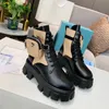 Designers Monolith Women Boots Wheel Nylon Gabardine Shoehigh-Top Womens Sneakers With Box avtagbar nylonpouch svart vit brun casual tränare