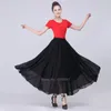 Scane Wear Spanien Spanish Flamenco kjol Kvinnor Transparent Chiffon Gradient Fading Color Belly Dress Big Swing Team Performance