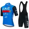 Cykeltröja sätter UAE Cycling Jersey Set Man's Team Short Sleeve Cycling Clothing Mtb Bike Uniform Maillot Ropa Ciclismo Summer Bicycle Wear 230828