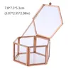 Boxen, sechseckig, transparent, Roségold, Glas, Ringbox, Ehering-Box, geometrisches Klarglas, Schmuckschatulle, Organizer, Tischhalter