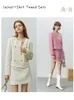 Women's Wool Blends FSLE Tweed Jacket Women Autumn Short Coat Mini Skirts Temperament Two-piece Suit Design Sense Graceful Special Female Suits 230828