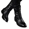 Bottes Idopy printemps automne hommes bout pointu dentelle Faux cuir mâle Punk talons hauts chaussures fermeture éclair chaussons 230829