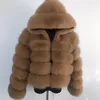 Damen Pelz Faux Echtfell Kapuzenmantel Winter warm Mode natürlich plus Jacke hochwertiger flauschiger Waschbär 230828