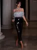 Платье с двумя кусочками Bevenccel 2023 Summer's Sexy's Sexy Luxury Pequin Toeper Best Brap Off Splice Splice