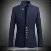 Men's Suits 2023 Brand Mens Vintage Blazer Coats Chinese Style Business Dress Blazers Casual Stand Collar Jackets Male Suit Jacket