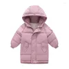 Casaco para baixo 2023 inverno estilo longo crianças 2-10 anos meninos meninas algodão-acolchoado parque casacos da criança crianças outerwear roupas quentes