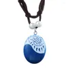 Pendentif Colliers Océan Corde Chaîne Bleu Pierre Pendentifs En Cuir Daim Collier Ras Du Cou Pour Femmes Filles Bijoux Cadeaux