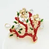Broches Utei bijoux fantaisie couleur or alliage rouge émail fleur arbre broche à la mode écharpe broche pour les femmes