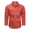 Casual overhemden voor heren, lente en herfst, katoen, losse werkkleding, lange mouwen, dunne top met meerdere zakken