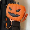 Evening Bags Fashion Female Fanny Glitter Crossbody Handbag Halloween Devil Pumpkin Shaped Wild Fantastic Chain Shoulder Bag 230828