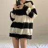 Women's Sweaters 2023 Spring Autumn Womens O-Neck Striped Femme Bottoming Oversized Frayed Lady Pullover Casual Woman Clothing