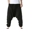 Männer Hosen Casual Sport Männer Mode Pumphose Mittlere Taille Yoga Harem Mit Taschen Reine Farbe Drop-Gabelung Hosen männliche Kleidung