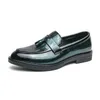 Dress Shoes Man Green Tassel Loafers Leather Round Toe Slip On Daily Wedding Fashion Solid Color Slip-on Party Casual