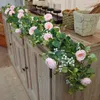 Party Joy Artificial Flowers Silk Rose Gypsophila Garland Fake Eucalyptus Vine Hanging Plants For Wedding Home Party Craft Decor HKD230829