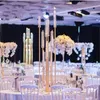 Decoração de festa estrada principal decorativo metal ouro peça central arranjo flor suporte de vela para passarela de casamento