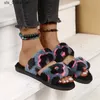 New Fashion Woman Home COOTELILI Winter For Slippers Shoes Cm Heel Gray Faux Fur Size T