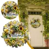 Decorative Flowers Door Pattern Hanging Wall Sunflower Simulation Decoration Festival Garland Wreath Christmas Lights For